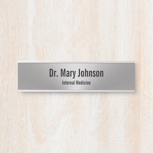 Doctor's Name Speciality Silver Look Medical Offic Door Sign (Front)