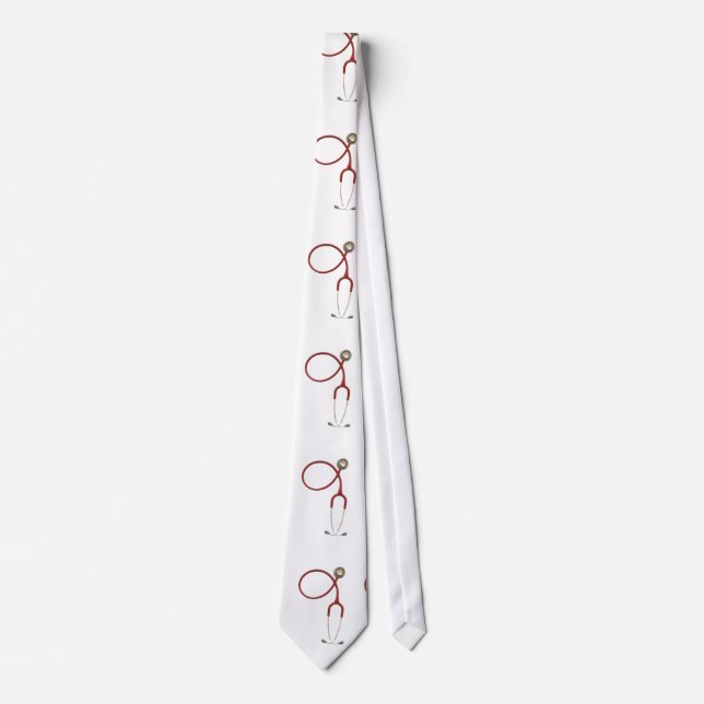 Doctors Necktie with Stethoscope in White (Front)