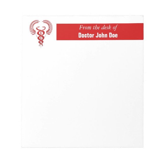 Doctors nurses prescription caduceus | Personalise Notepad (Front)