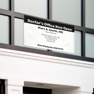 Doctor's Office Now Open Business White Banner