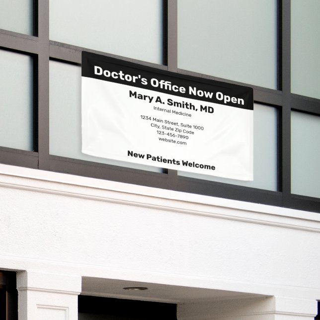 Doctor's Office Now Open Business White Banner (Outside Building)
