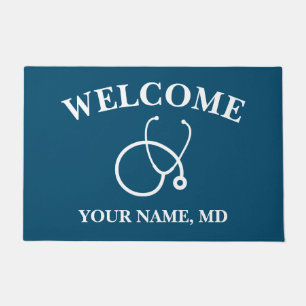 Doctor's office stethoscope logo custom doormat