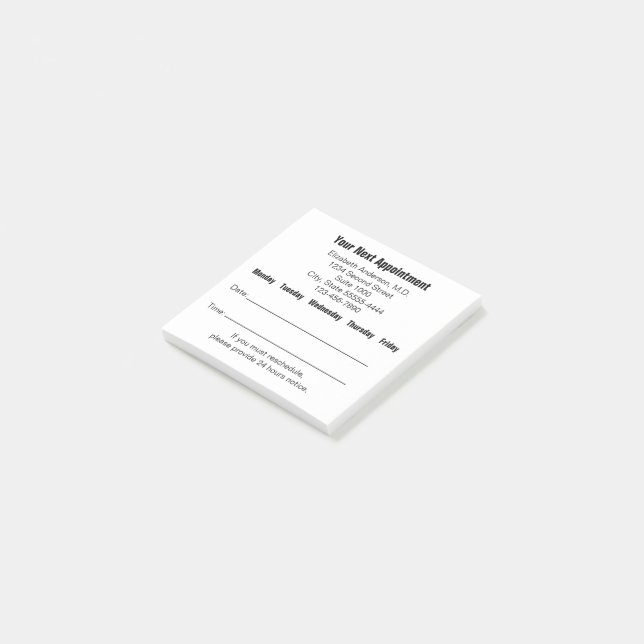 Doctor's Your Next Appointment Reminder (White) Post-it Notes (Angled)
