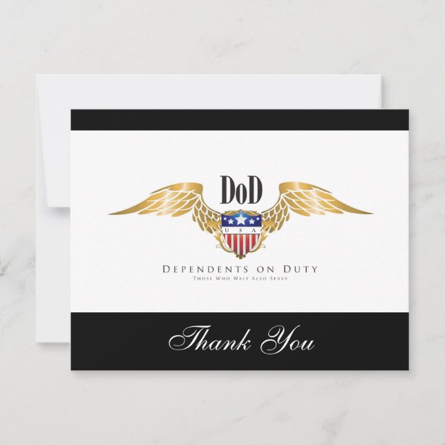 DOD (Dependants on Duty) wings Customise Thank You Card (Front)