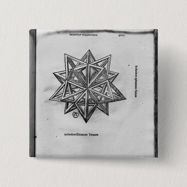 Dodecahedron, from 'De Divina Proportione' 15 Cm Square Badge (Front)