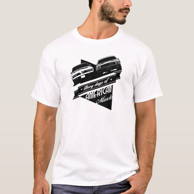 Dodge Challenger and Pontiac Trans Am Muscle cars T-Shirt (Front)
