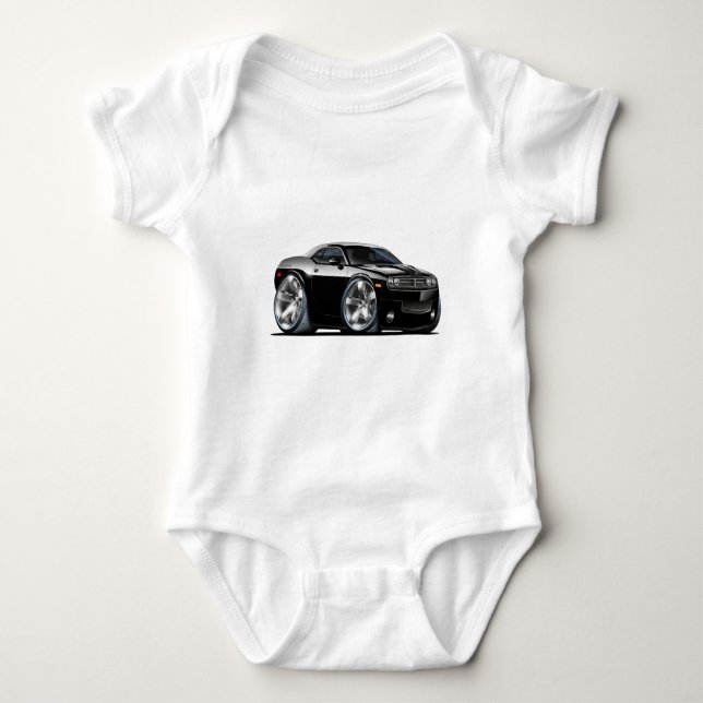 Dodge Challenger Black Car Baby Bodysuit (Front)