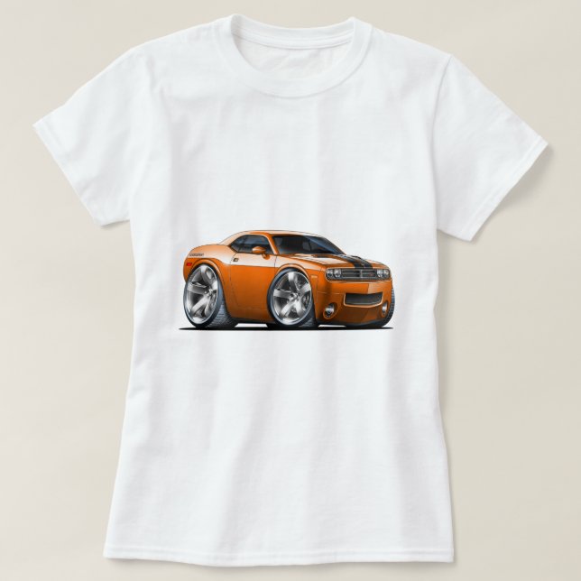 Dodge Challenger Orange Car T-Shirt (Design Front)