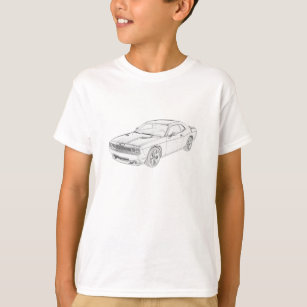 Dodge Challenger Pencil Sketch Mopar Kids T-Shirt