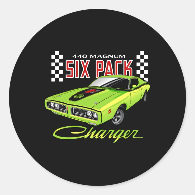 Dodge Charger 440 Magnum Six Pack Classic Round Sticker (Front)
