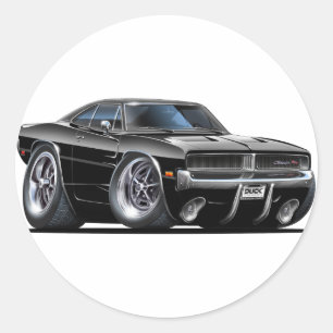 Dodge Charger Black Car Classic Round Sticker