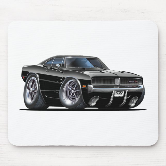 Dodge Charger Black Car Mouse Mat (Front)