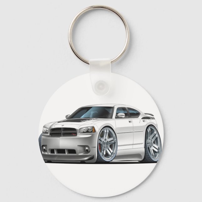 Dodge Charger Daytona White Car Key Ring (Front)