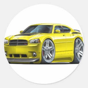 Dodge Charger Daytona Yellow Car Classic Round Sticker