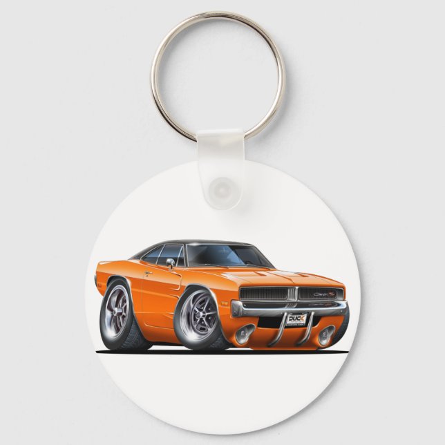 Dodge Charger Orange Car Key Ring (Front)