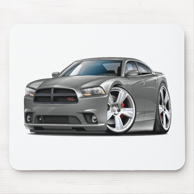 Dodge Charger RT Grey Car Mouse Mat (Front)
