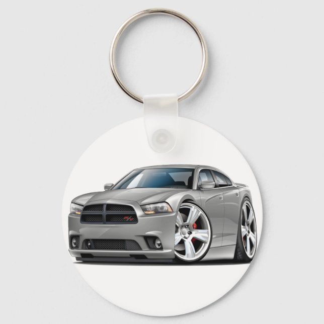 Dodge Charger RT Silver Car Key Ring (Front)
