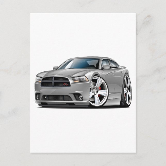 Dodge Charger RT Silver Car Postcard (Front)