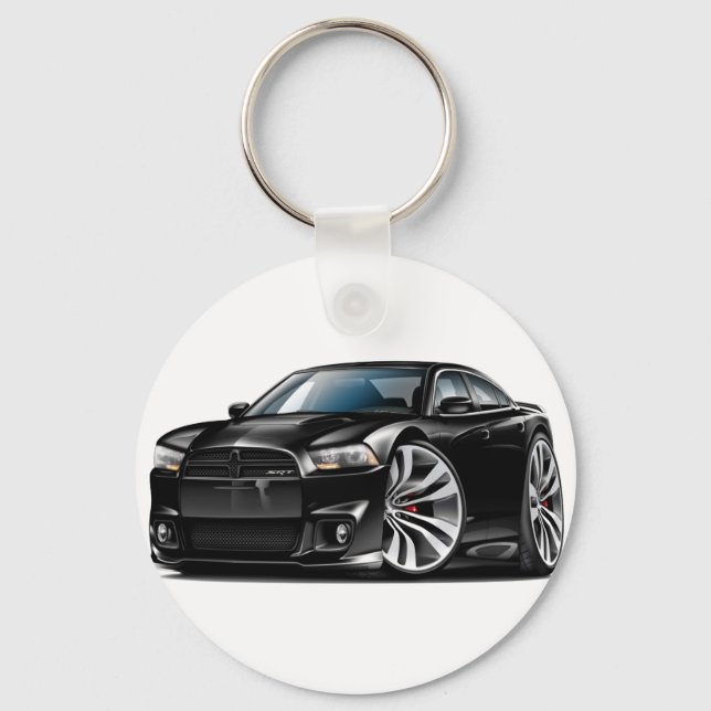 Dodge Charger SRT8 Black Car Key Ring (Front)