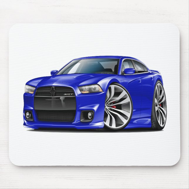 Dodge Charger SRT8 Blue Car Mouse Mat (Front)