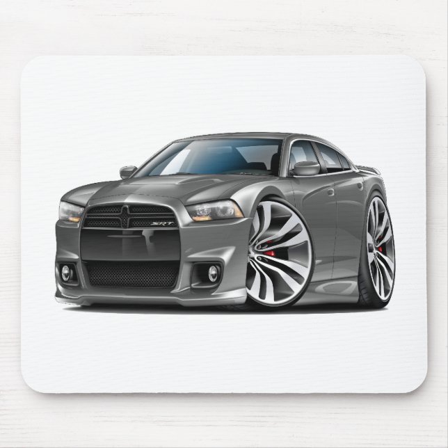 Dodge Charger SRT8 Grey Car Mouse Mat (Front)