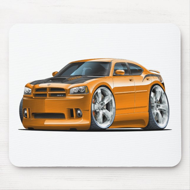 Dodge Charger Super Bee Orange Car Mouse Mat (Front)