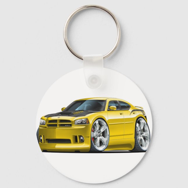 Dodge Charger Super Bee Yellow Car Key Ring (Front)