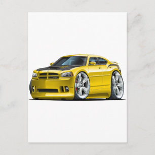 Dodge Charger Super Bee Yellow Car Postcard