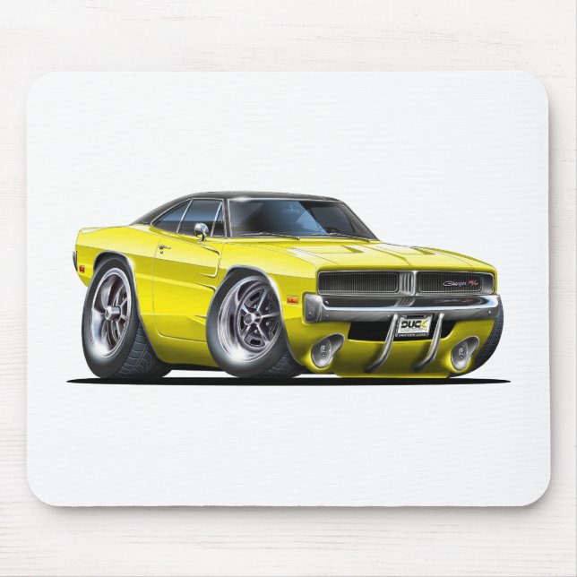 Dodge Charger Yellow Car Mouse Mat (Front)