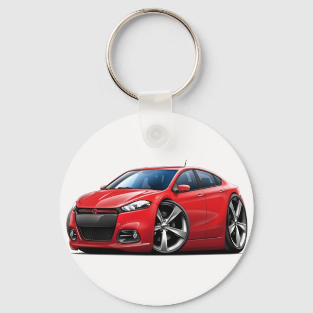 Dodge Dart Red-Black Grill Car Key Ring (Front)