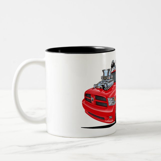 Dodge Ram red 1500 pickup Truck Two-Tone Coffee Mug (Left)