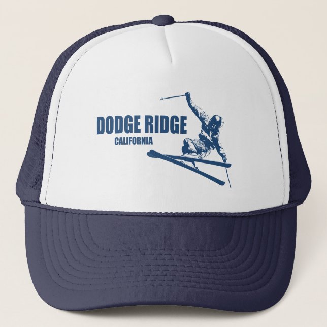 Dodge Ridge Mountain Resort California Skier Trucker Hat (Front)