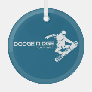 Dodge Ridge Mountain Resort California Snowboarder Glass Tree Decoration