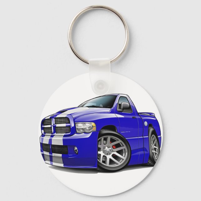 Dodge SRT10 Ram Blue-White Truck Key Ring (Front)