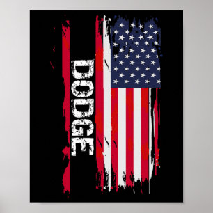 Dodge Usa Flag  Poster