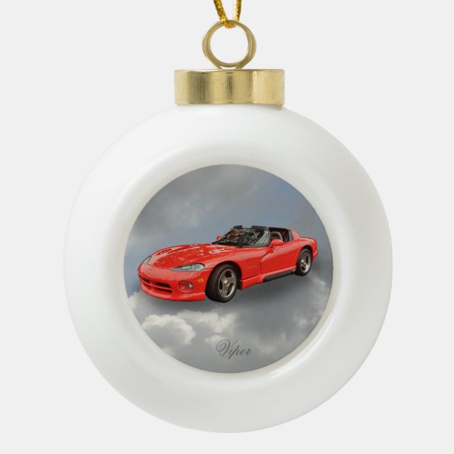 DODGE VIPER CERAMIC BALL CHRISTMAS ORNAMENT (Front)