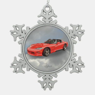 DODGE VIPER SNOWFLAKE PEWTER CHRISTMAS ORNAMENT