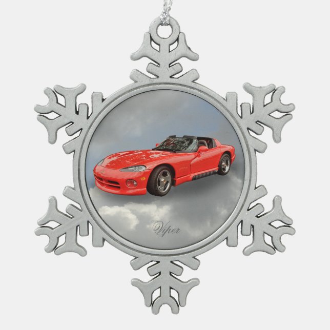 DODGE VIPER SNOWFLAKE PEWTER CHRISTMAS ORNAMENT (Front)