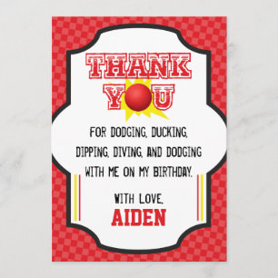 Dodgeball Birthday Thank You Card   Sports