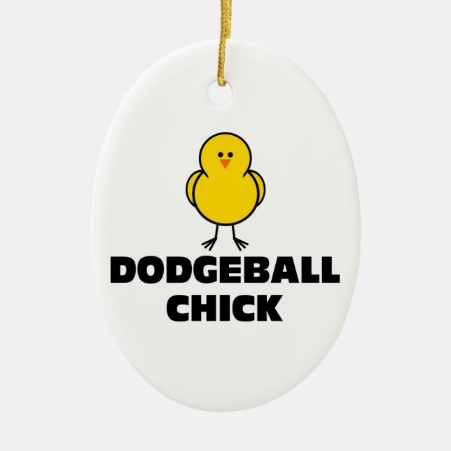 Dodgeball Chick Ceramic Tree Decoration (Front)