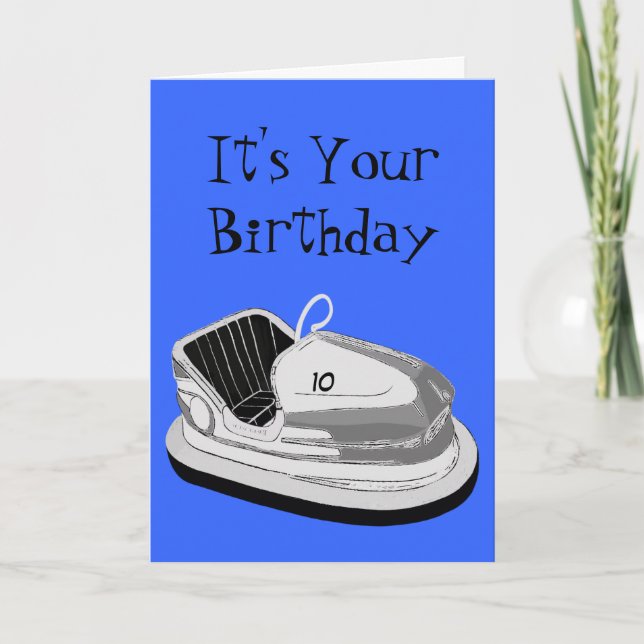 Dodgem Age Birthday Card (Blue) (Front)