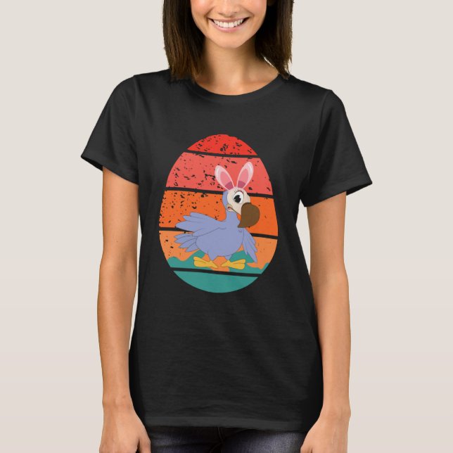 Dodo Bird Bunny Happy Easter Eggs Retro Men Women  T-Shirt (Front)