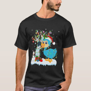 Dodo Bird Xmas Lighting Tree Santa Hat Dodo Christ T-Shirt