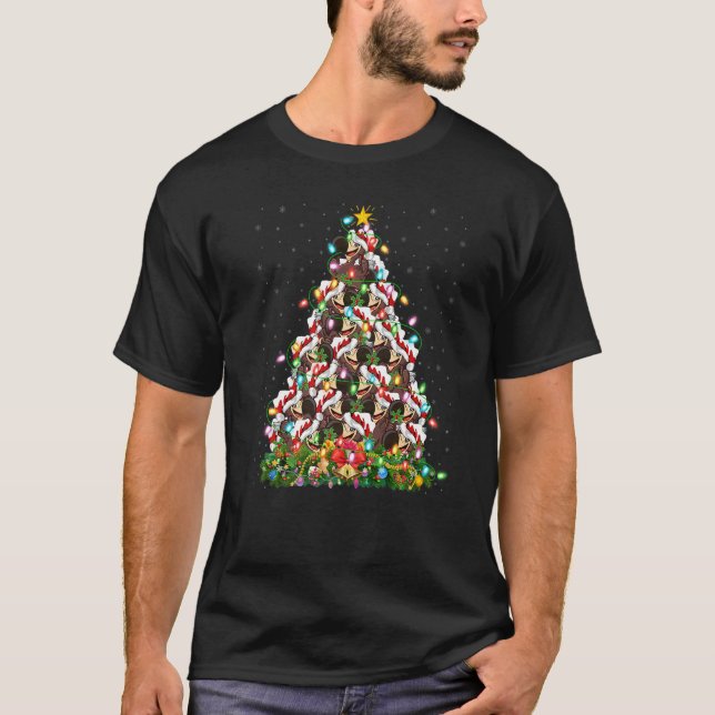Dodo Bird  Xmas Lights Santa Dodo Christmas Tree T-Shirt (Front)