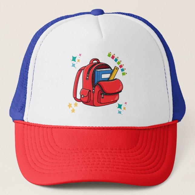 Dodo Craft Studio Welcome Back to School Backpack  Trucker Hat (Front)