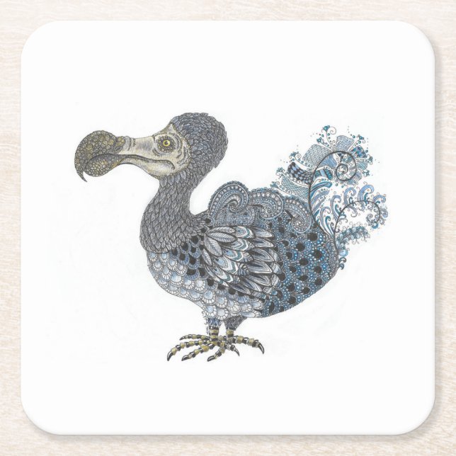 Dodo extinct bird  square paper coaster (Front)