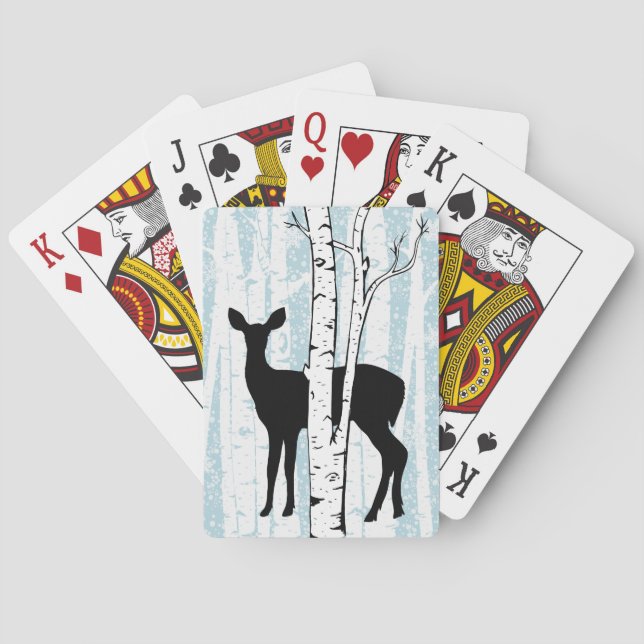 Doe a Deer in Birch Forest Playing Cards (Back)
