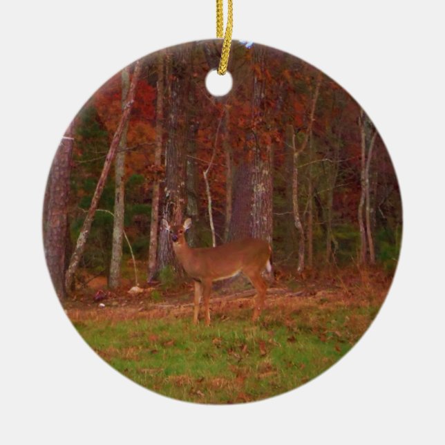 Doe a Deer in Lake Arrowhead Ceramic Tree Decoration (Front)