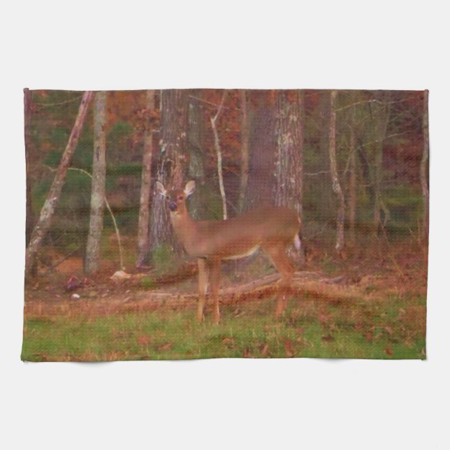 Doe a Deer in Lake Arrowhead Tea Towel (Horizontal)