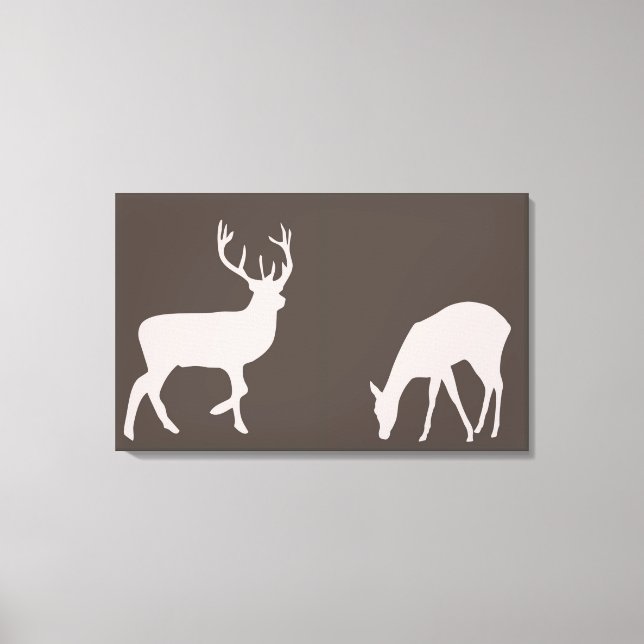 Doe and Buck Deer Couple Woodland Forest Canvas Print (Front)